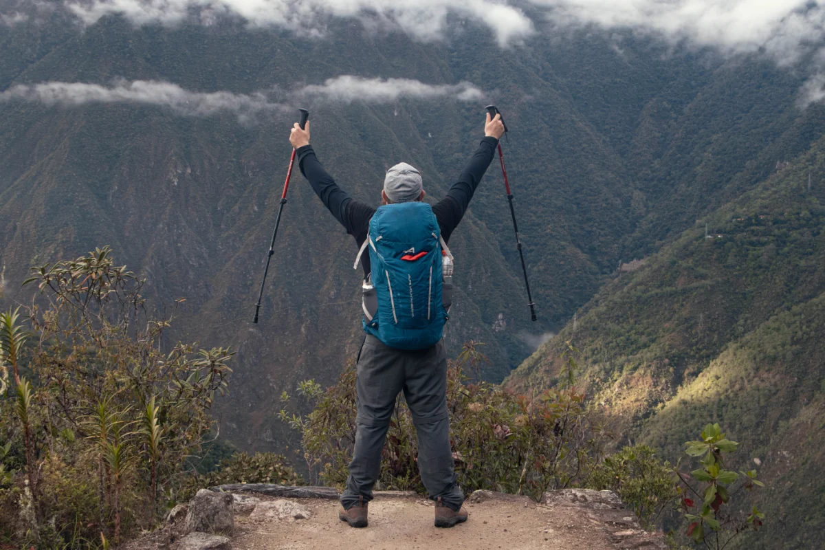 Hiker overlooking an Andean valley