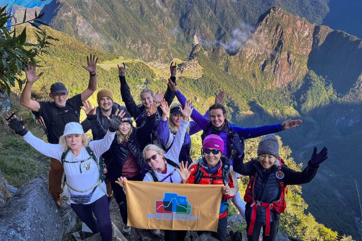Hikers celebrating on the Inca Trail