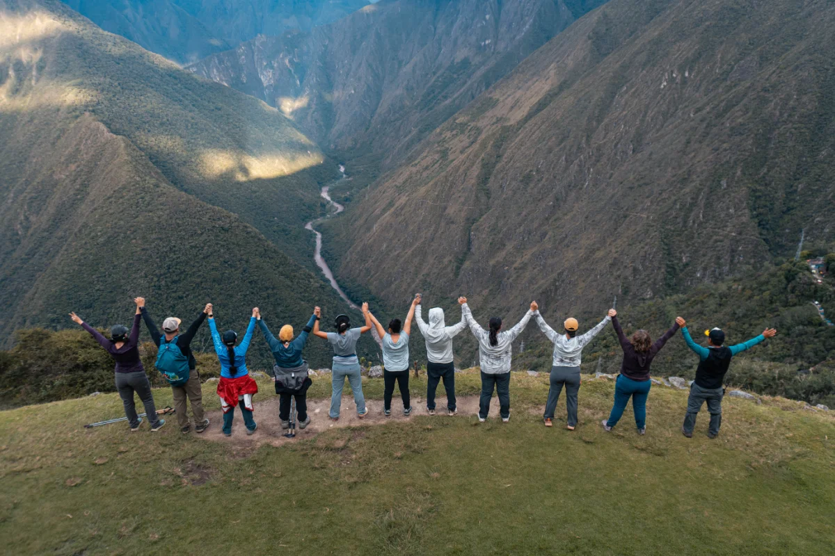 Hiking group in an Inca Trail valley