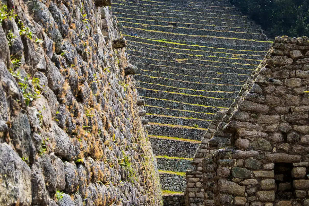 Inca stone terraces along the trail