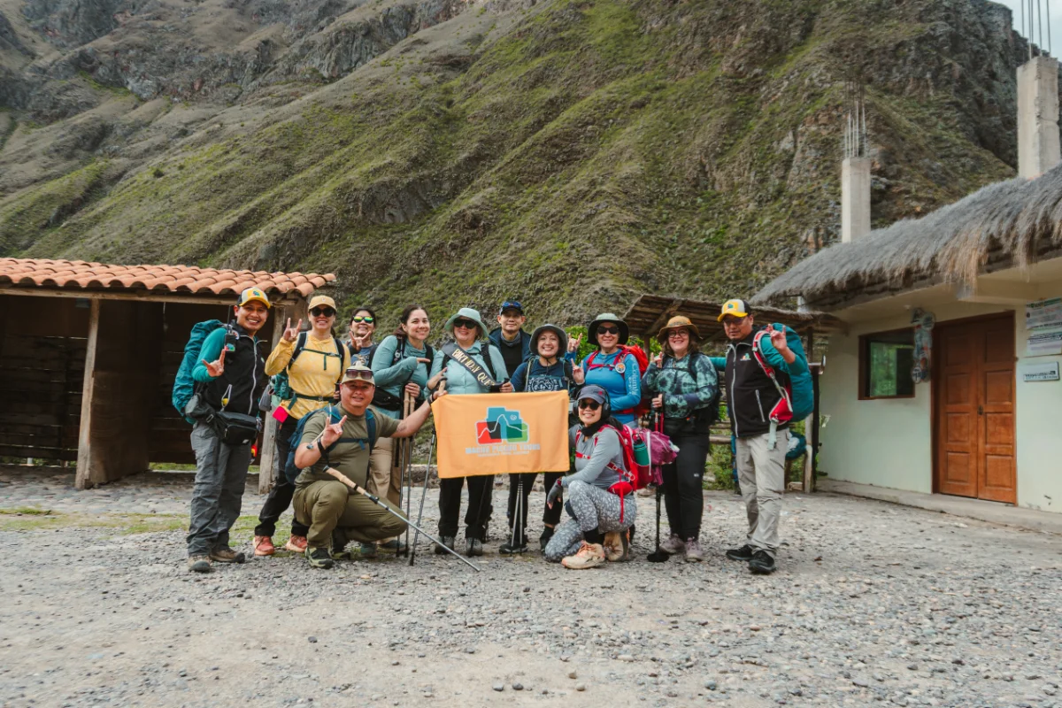 Trekking group at a mountain village