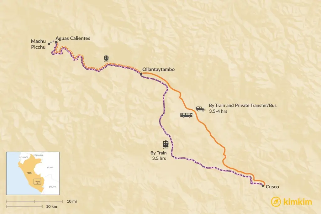 What-is-the-distance-between-Aguas-Calientes-and-Machu-Picchu