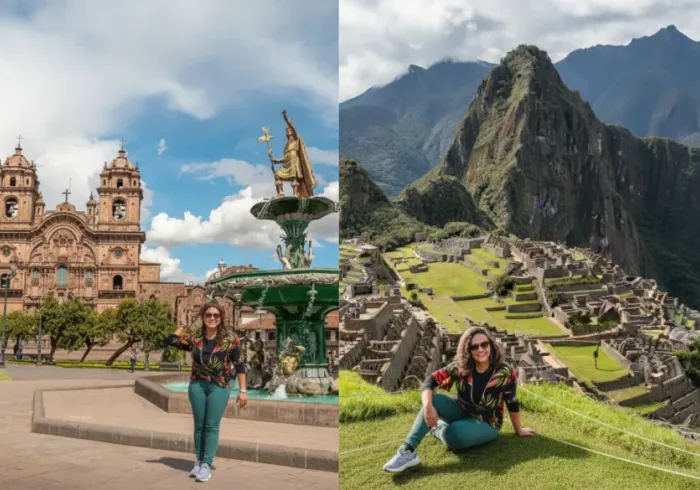 Tourist in Cusco’s main square and at Machu Picchu