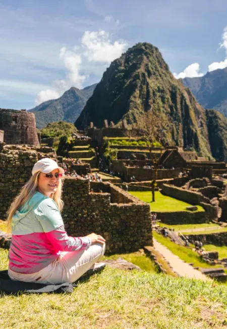 Traveler overlooking Machu Picchu