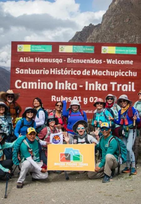 Trekkers at the Classic Inca Trail entrance