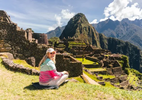 Traveler overlooking Machu Picchu