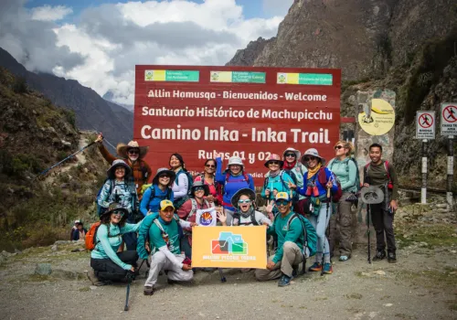 Trekkers at the Classic Inca Trail entrance