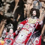 image of christ on the procession of the corpus christi in cusco