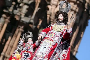 image of christ on the procession of the corpus christi in cusco