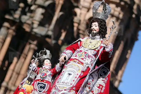 image of christ on the procession of the corpus christi in cusco