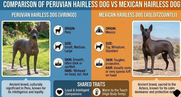 Comparison of Peruvian Hairless Dog vs Mexican Hairless Dog
