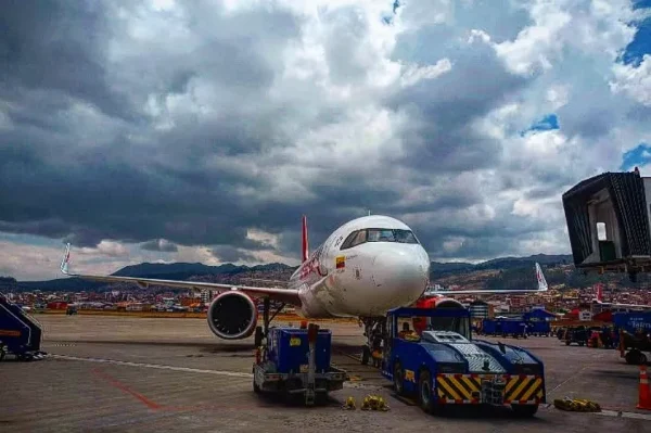 Passengers walking through the arrivals hall at Cusco Peru Airport