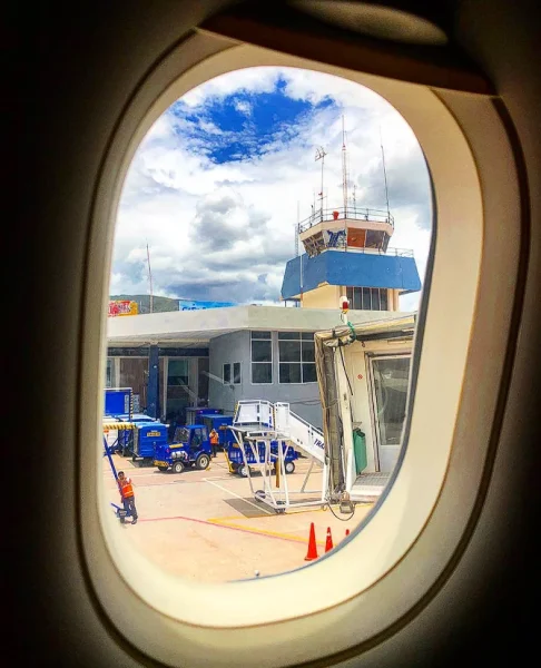 Signage of Alejandro Velasco Astete International Airport outside
