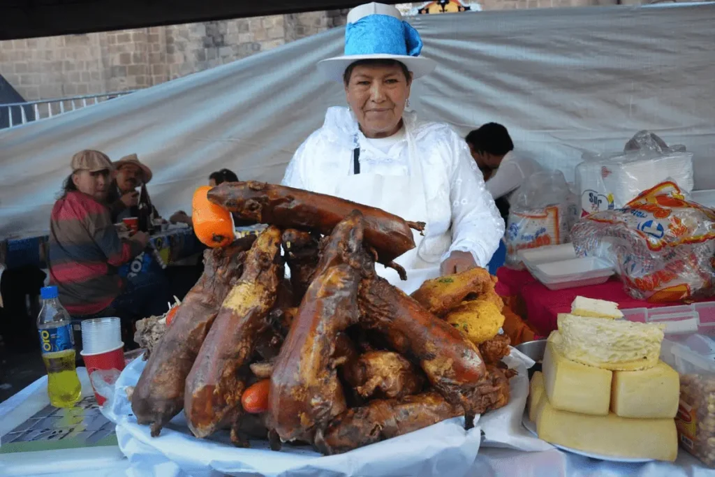 Traditional Chiriuchu dish sold by locals in Cusco Peru