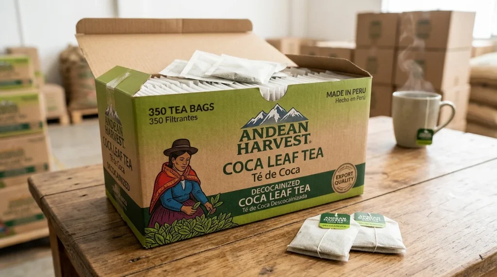 Coca tea bags for sale in Peru
