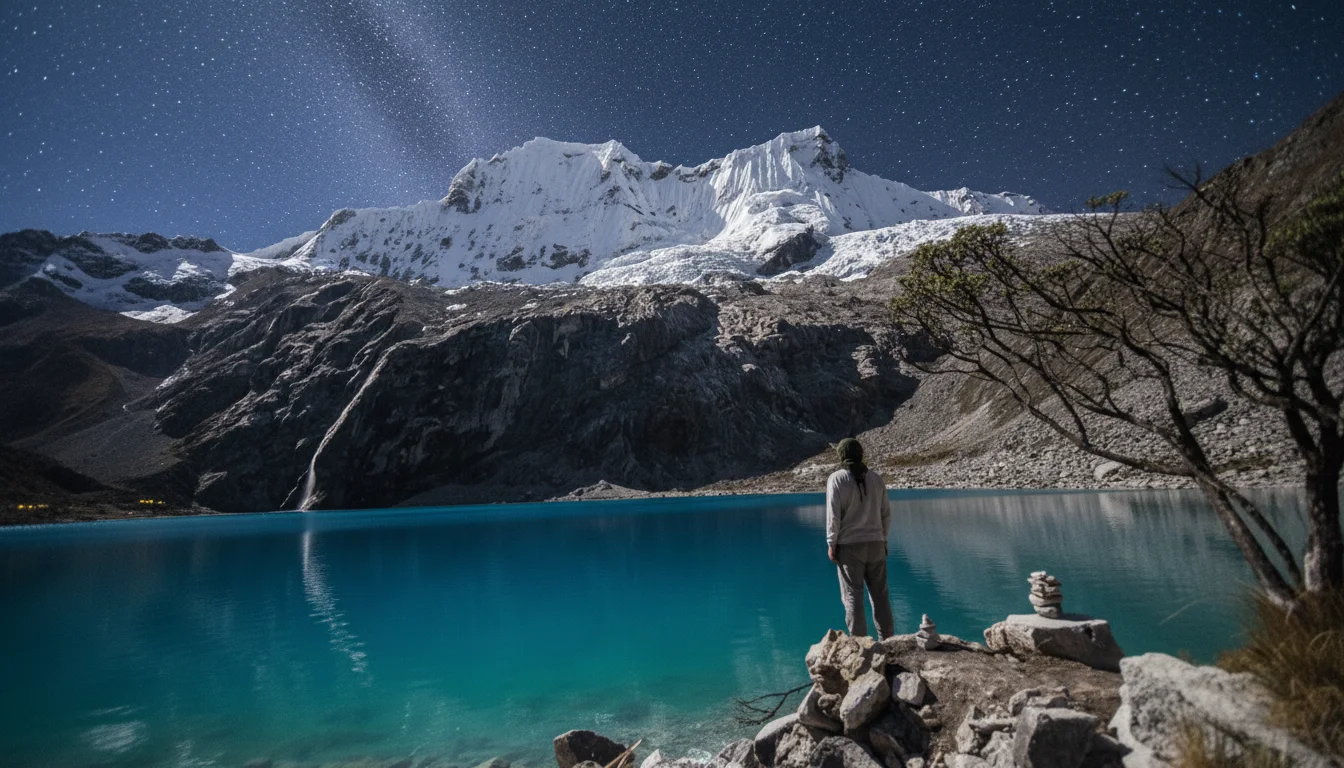 Laguan 69 in Peru, reflecting the stars